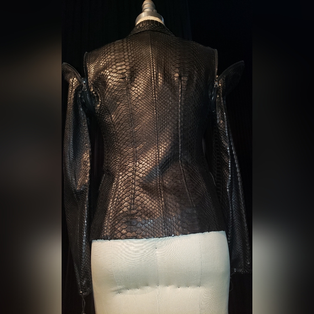 Genuine 100% Python snakeskin jet black blazer ja… - image 9